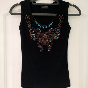 Sleeveless Navy Embellished Top
